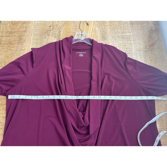 Lane Bryant Women's  Long Sleeve Red Burgundy Draped Wrap Blouse Career 22/24 - Picture 8 of 10